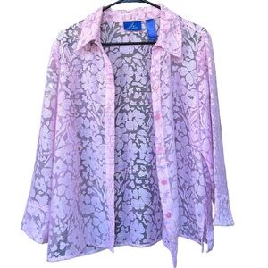 JH Collectibles Pink Floral Lace Blouse